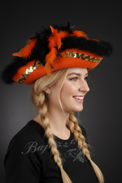 Orange schwarz Mariechenhut